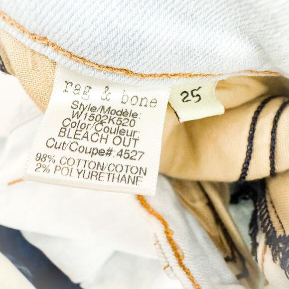 Rag & Bone Skinny Denim Jeans Light Wash Bleach Out Color Size 26 - Picture 6 of 9